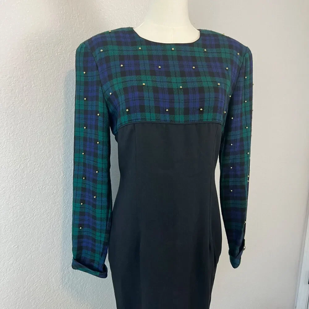 VTG Dark Academia Dress Womens‎ 7/8 Tartan Plaid Schoolgirl Grunge Prep Minimal
